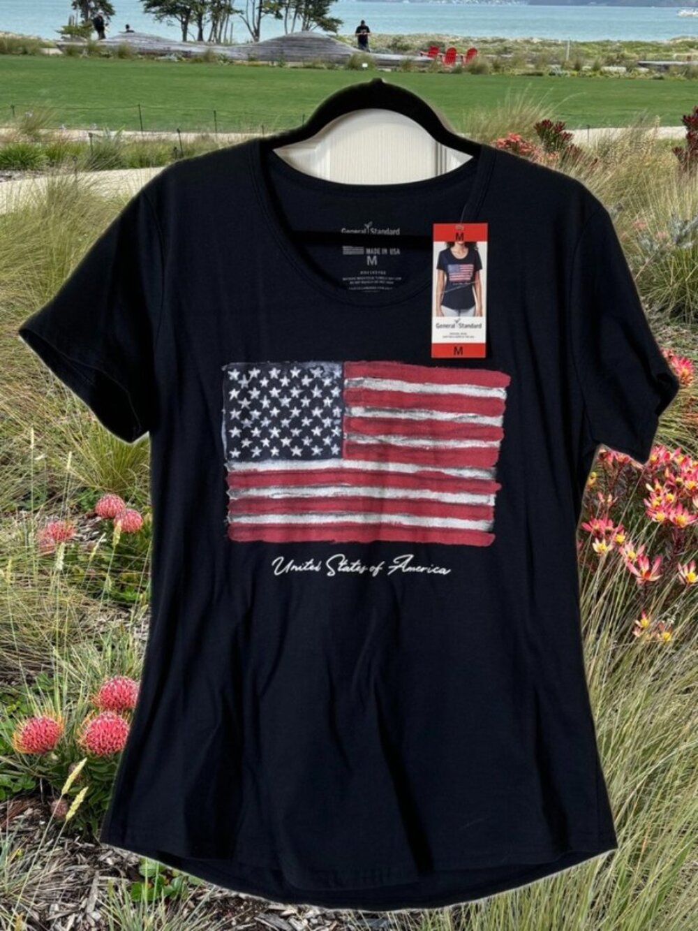 NWT Womens America USA Flag Patriotic Fourth of July Holiday Summer Graphic Tee